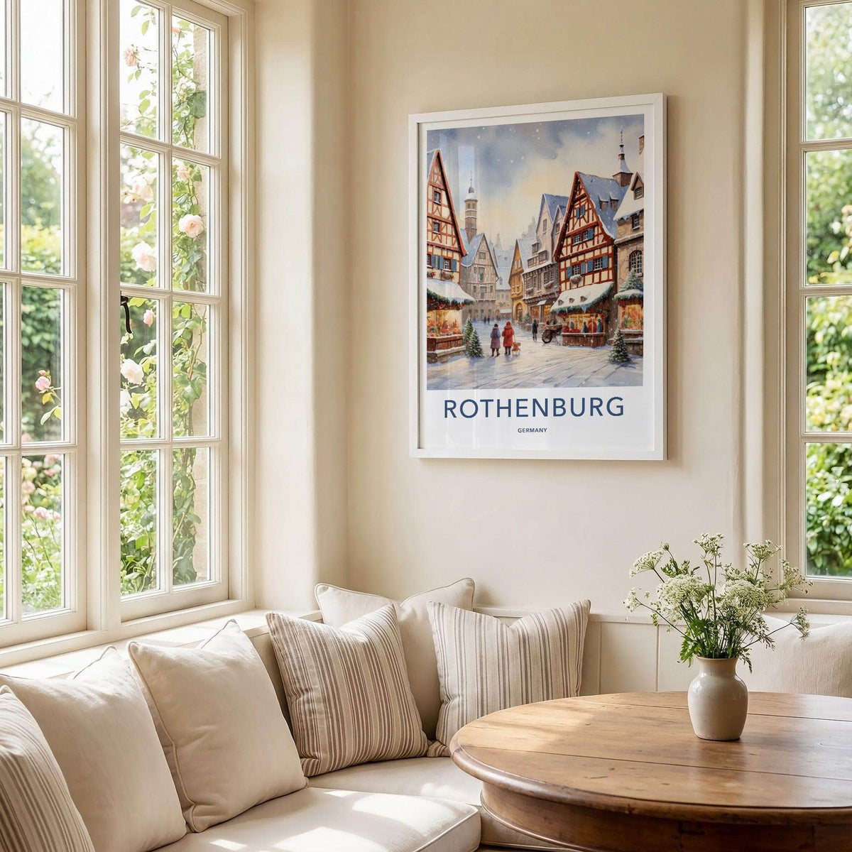 Rothenburg Poster - Medieval Town Print With Cobblestone Street Art
