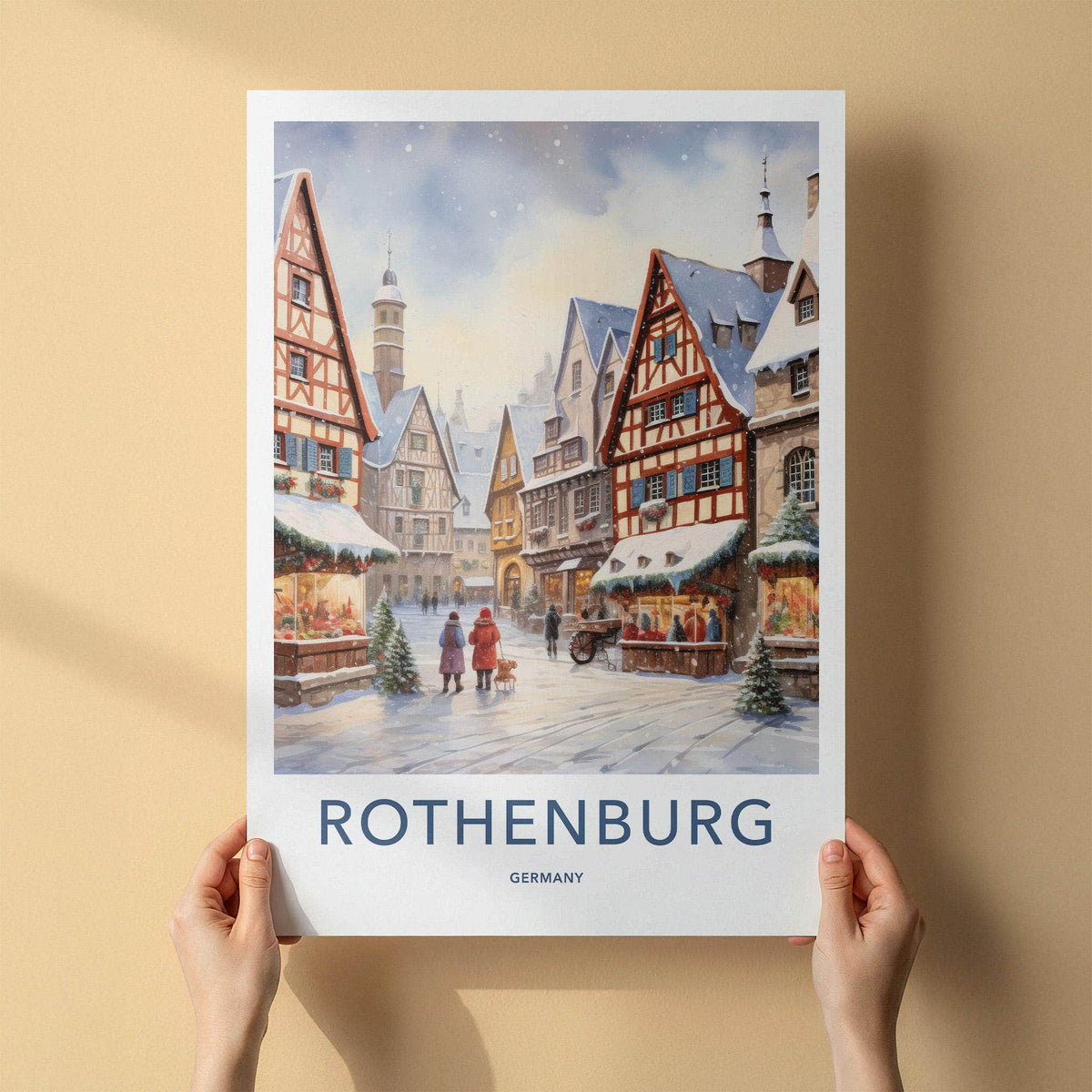 Rothenburg Poster - Medieval Town Print With Cobblestone Street Art