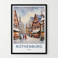 Rothenburg Poster - Medieval Town Print With Cobblestone Street Art