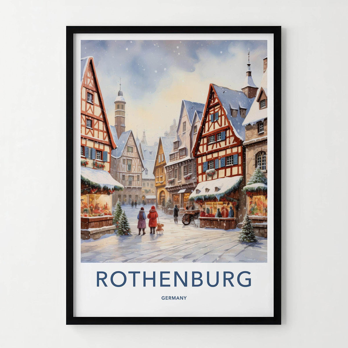 Rothenburg Poster - Medieval Town Print With Cobblestone Street Art