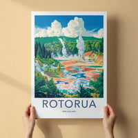 Rotorua Poster - New Zealand Travel Art - Colorful Geothermal Terraces Home Decor