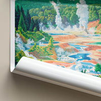Rotorua Poster - New Zealand Travel Art - Colorful Geothermal Terraces Home Decor