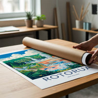 Rotorua Poster - New Zealand Travel Art - Colorful Geothermal Terraces Home Decor