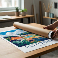 Rotorua Poster - New Zealand Travel Art - Geothermal Steam Pools Home Decor