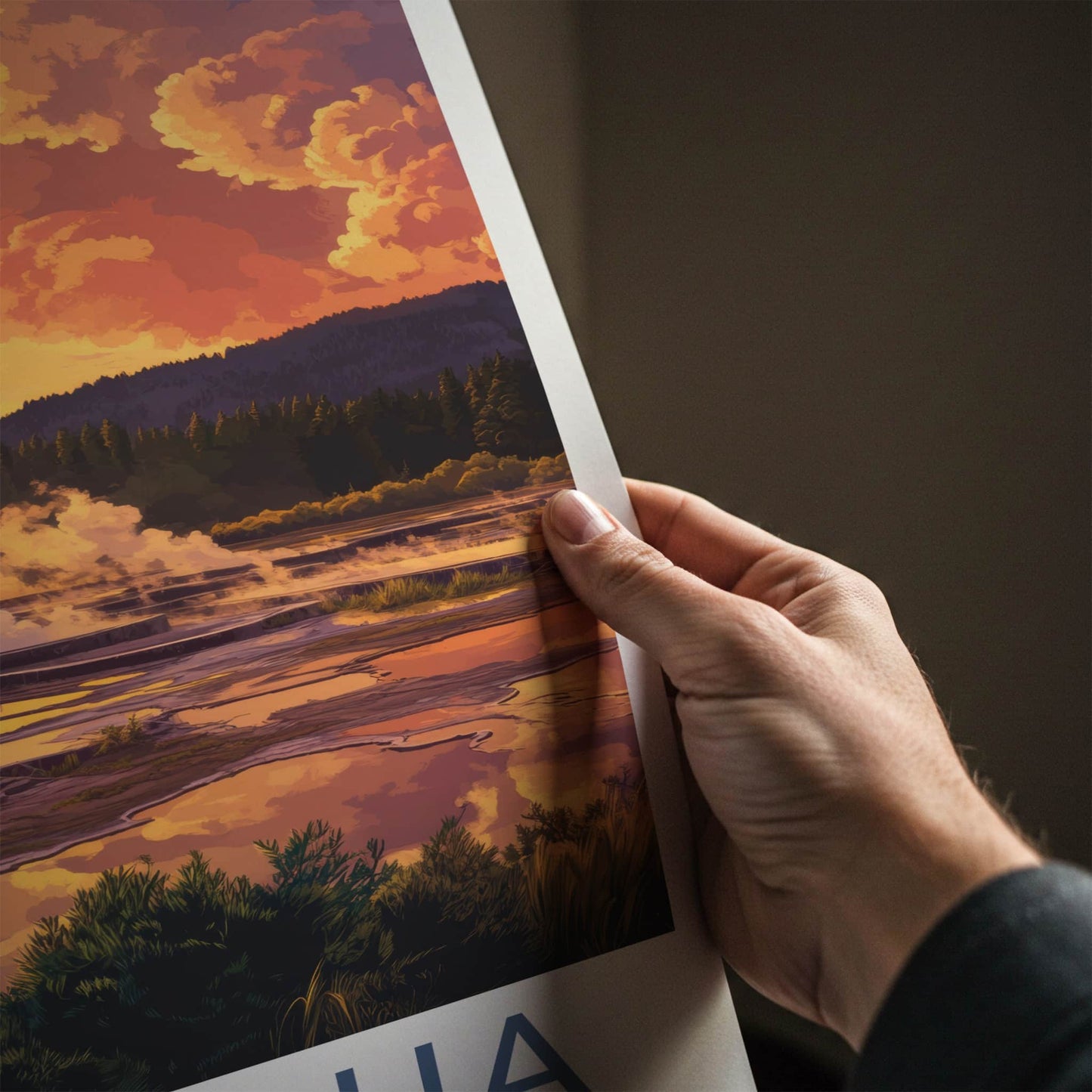 Rotorua Poster - New Zealand Wall Art - Steaming Geothermal Landscape Gift