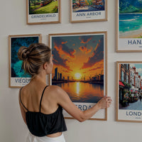 Rotterdam Poster - Netherlands Art Print - Vibrant Sunset Reflections Home Decor
