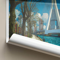 Rotterdam Poster - Netherlands Travel Art - Erasmus Bridge River Home Decor