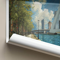 Rotterdam Poster - Netherlands Travel Art - Erasmus Bridge Waterside Home Decor