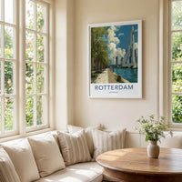 Rotterdam Poster - Netherlands Travel Art - Erasmus Bridge Waterside Home Decor