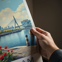 Rotterdam Poster - Netherlands Travel Art - Modern City Tulips Wall Decor