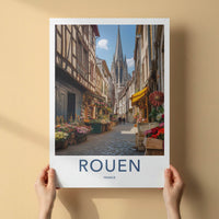 Rouen Poster - France Framed Print - Timber Frame Buildings Framed Decor