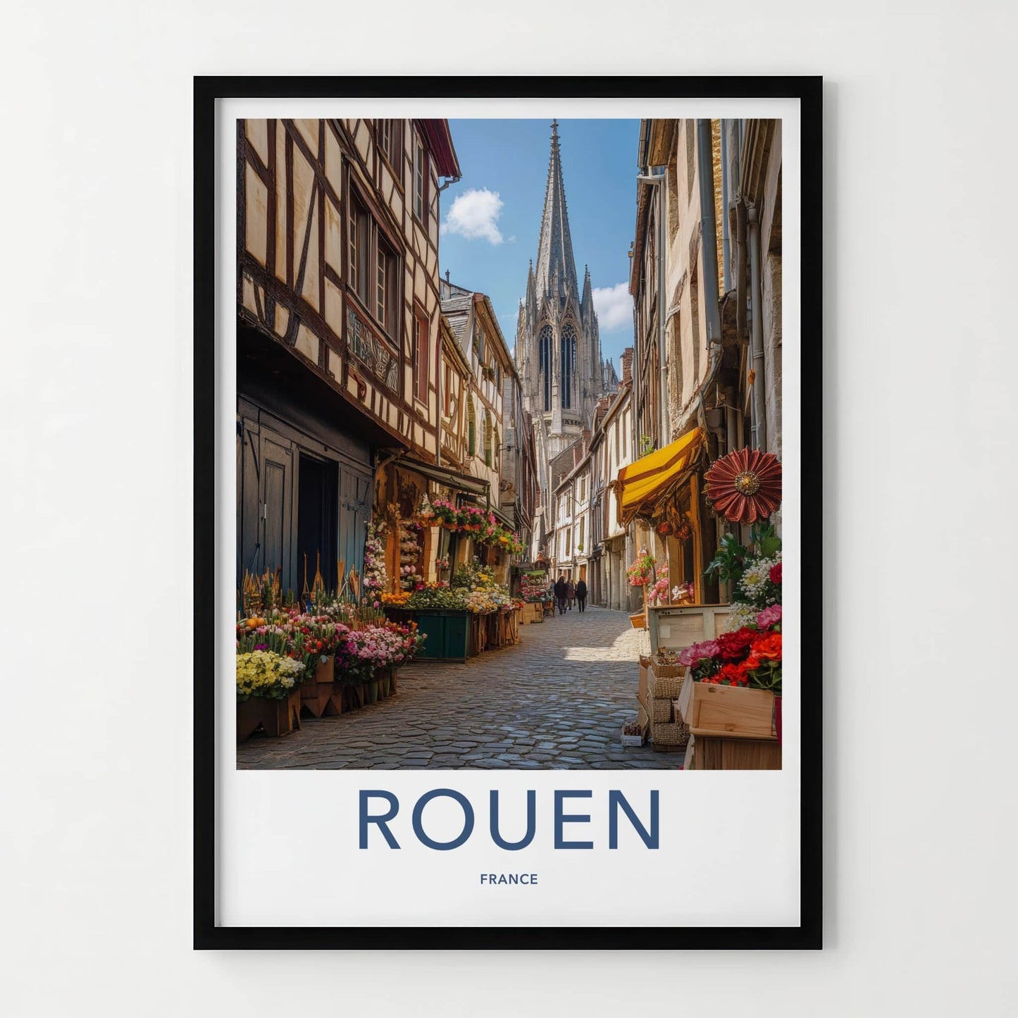 Rouen Poster - France Framed Print - Timber Frame Buildings Framed Decor