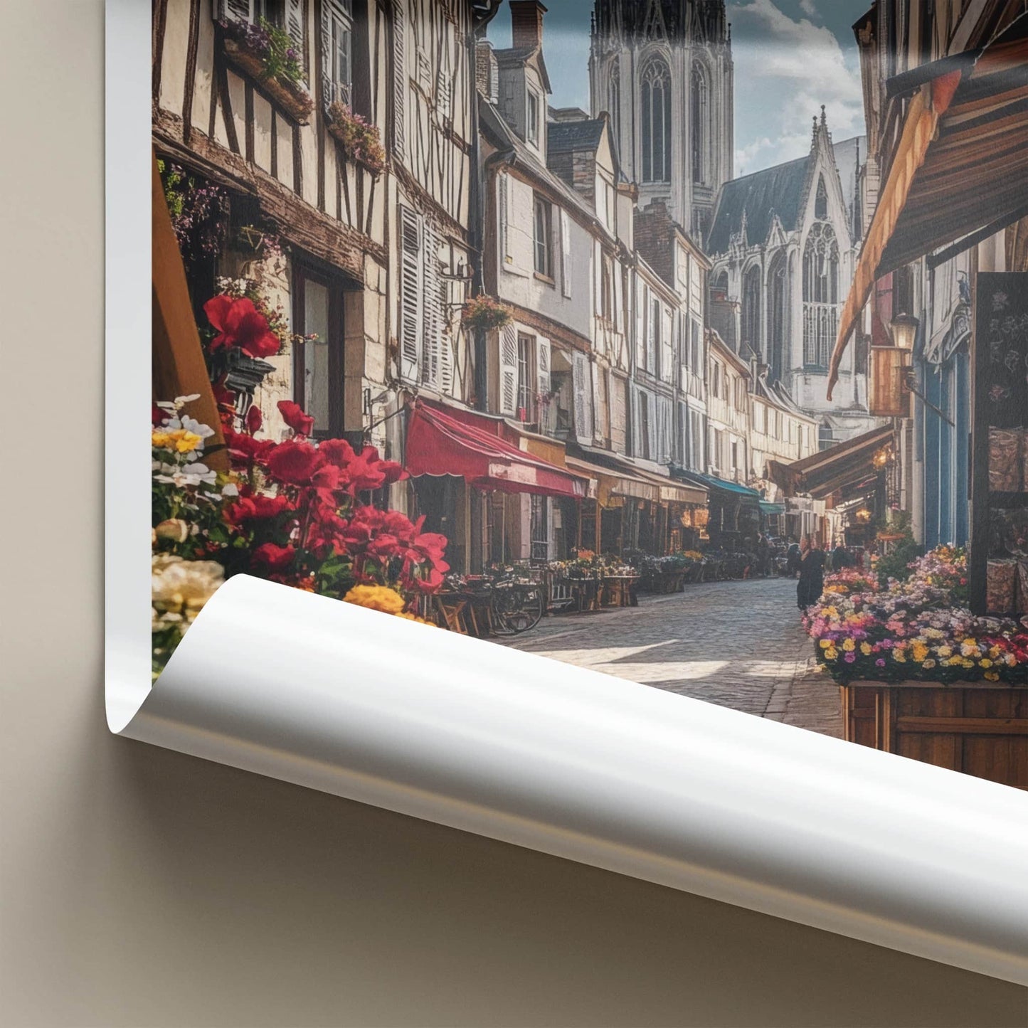 Rouen Poster - France Travel Art - Historic Street Cathedral Wall Decor