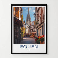 ROUEN Poster - France Travel Art - Historic Street Scene Home Decor