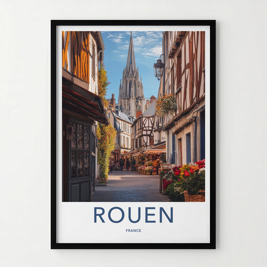 ROUEN Poster - France Travel Art - Historic Street Scene Home Decor