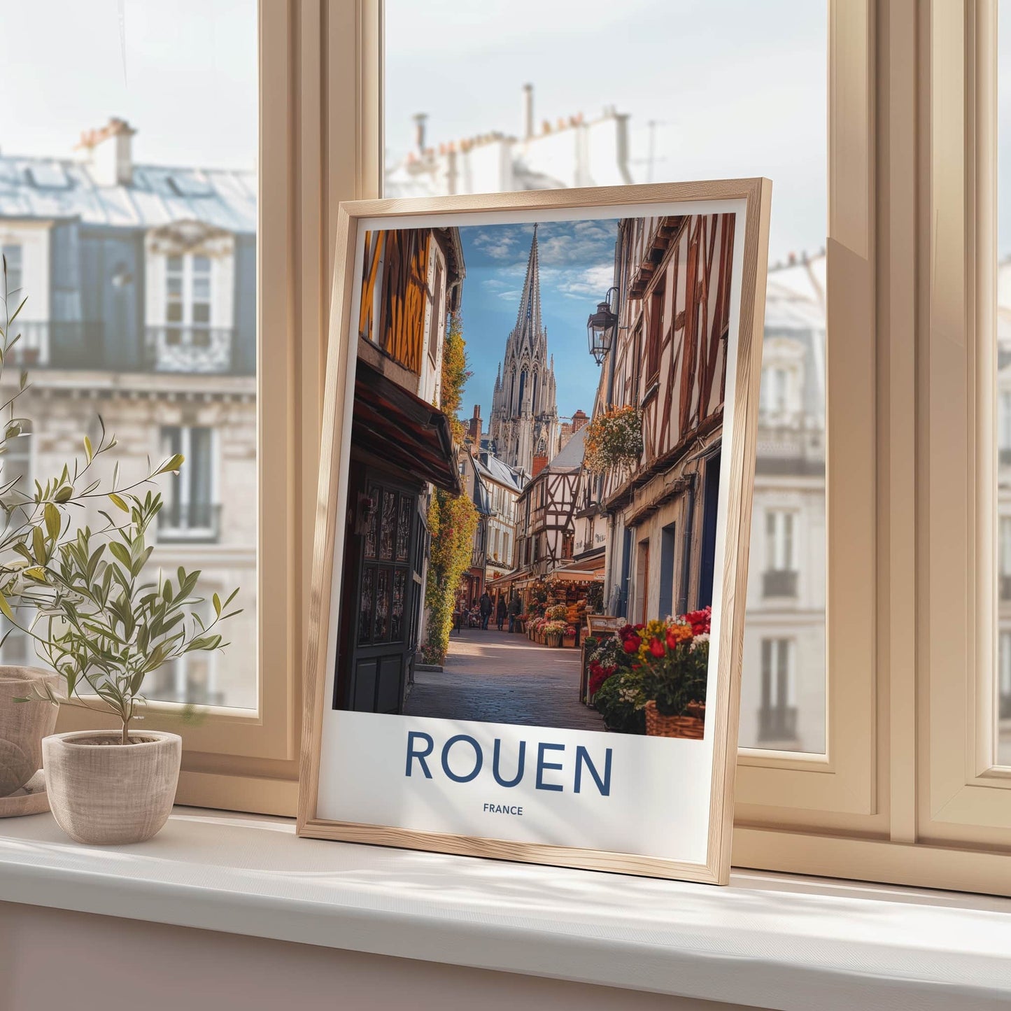 ROUEN Poster - France Travel Art - Historic Street Scene Home Decor