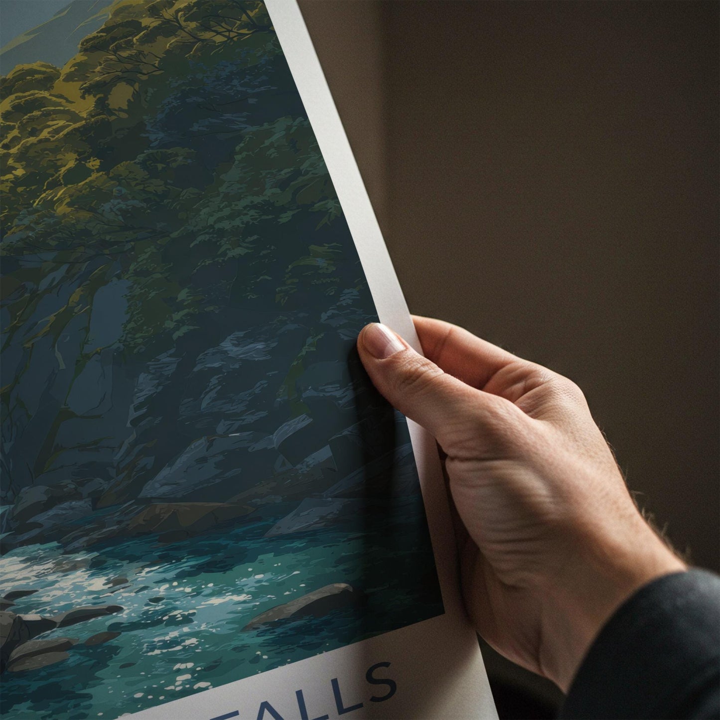 Routeburn Falls Poster - New Zealand Travel Art - Lush Mountain Waterfall Home Decor