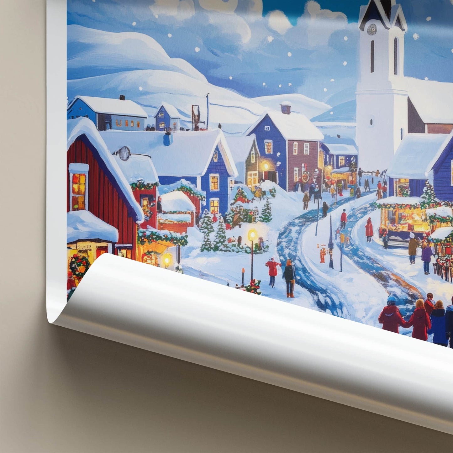 Rovaniemi Poster - Finland Travel Art - Snowy Village Scene Home Decor