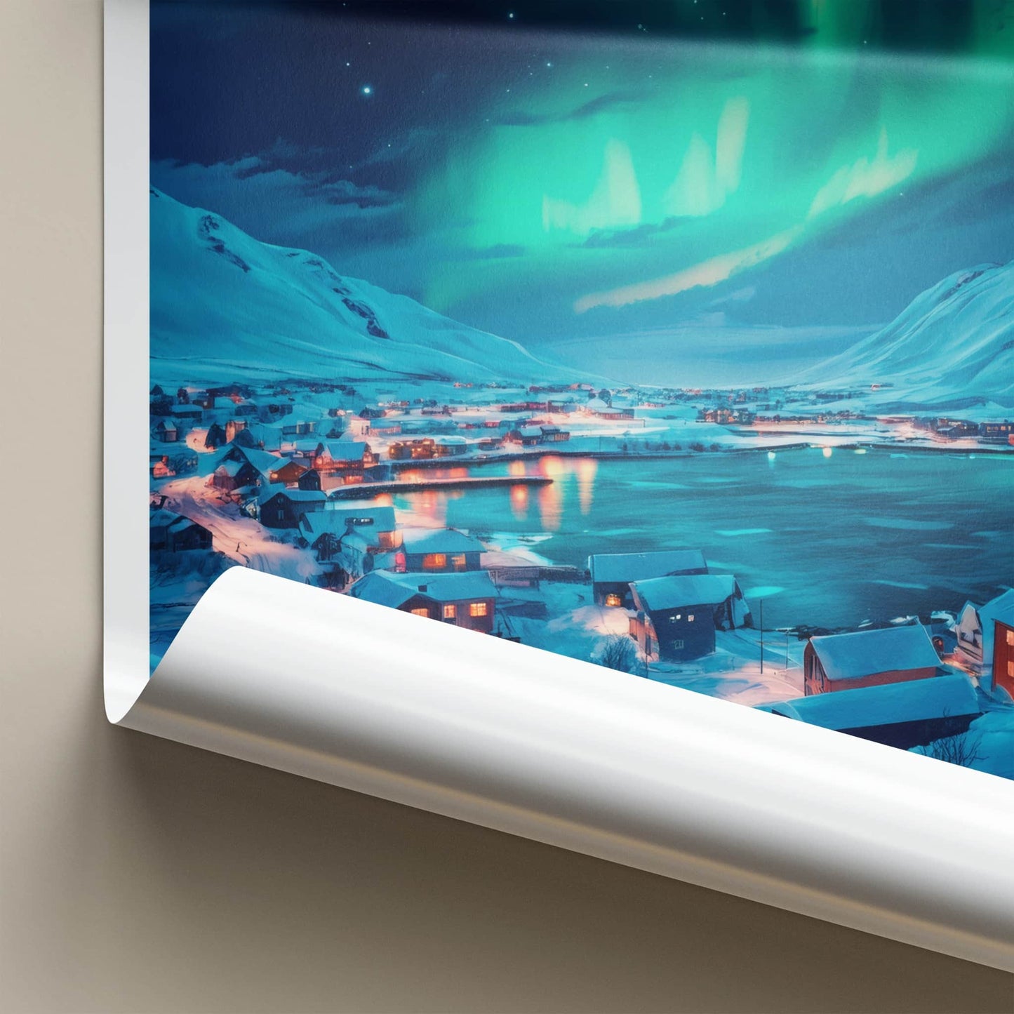 Rovaniemi Poster - Finland Travel Art - Winter Aurora Village Home Decor