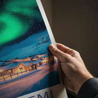Rovaniemi Poster - Finland Travel Art - Winter Church Aurora Home Decor