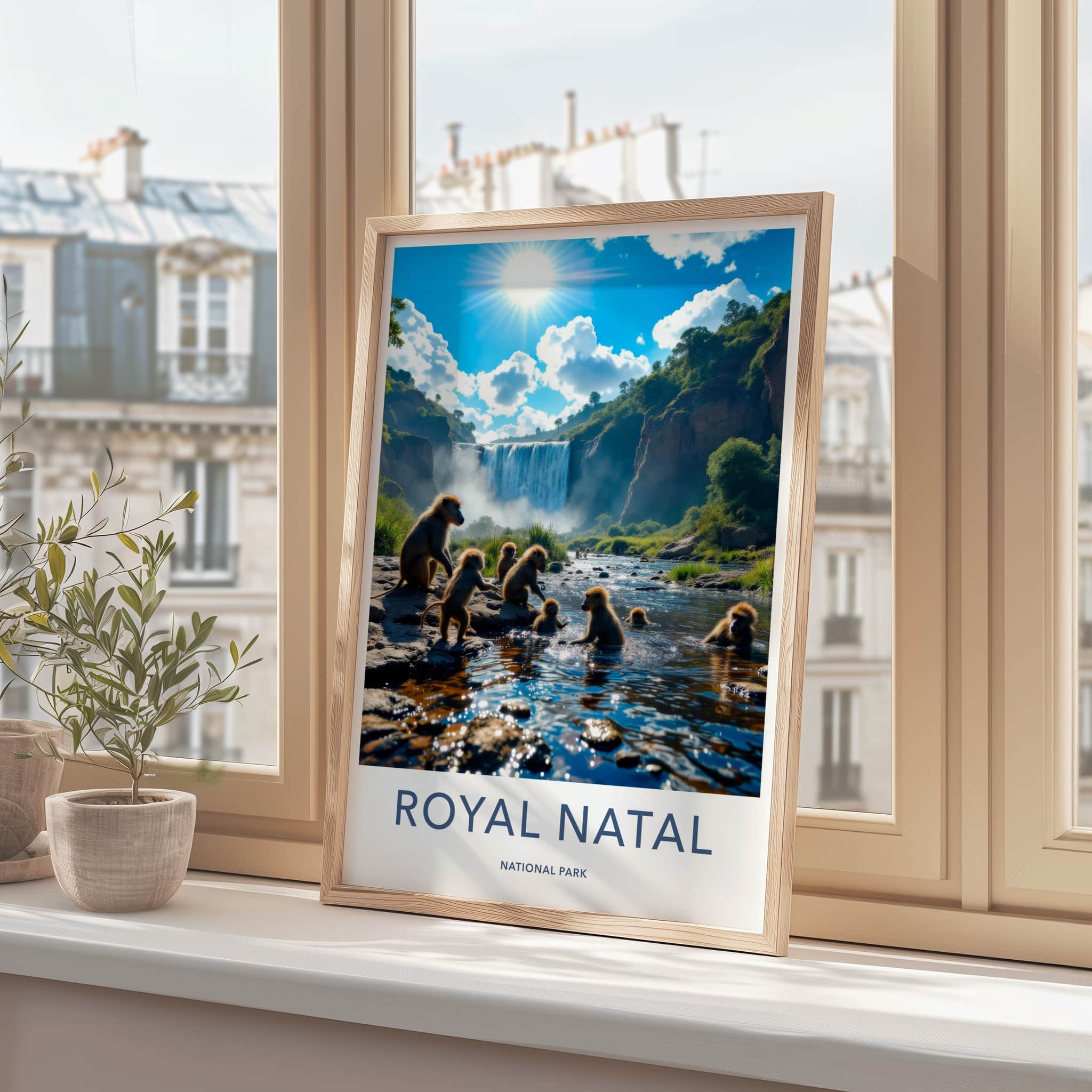 Royal Natal National Park Poster - South Africa Fine Art - River Baboons Falls Gift