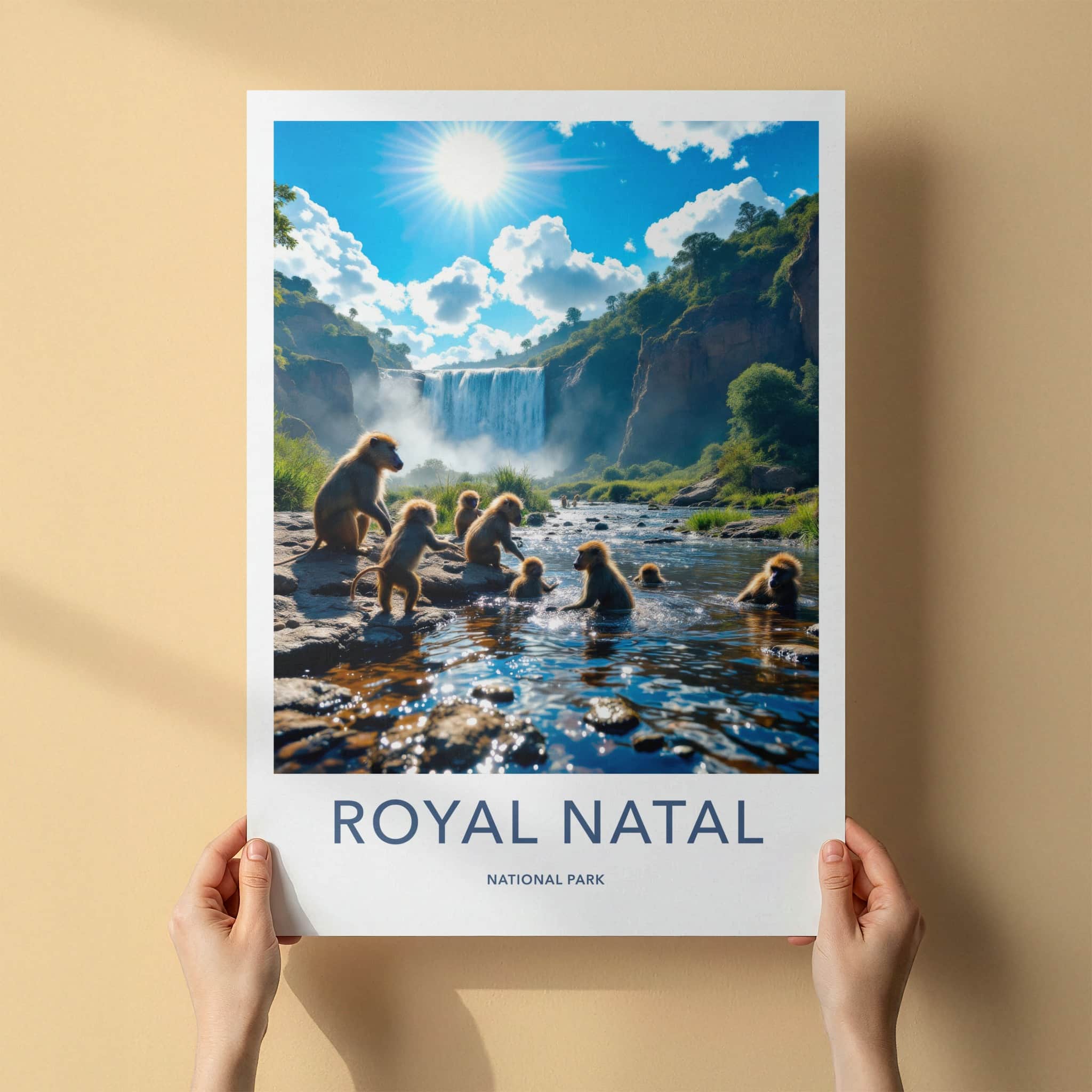 Royal Natal National Park Poster - South Africa Fine Art - River Baboons Falls Gift