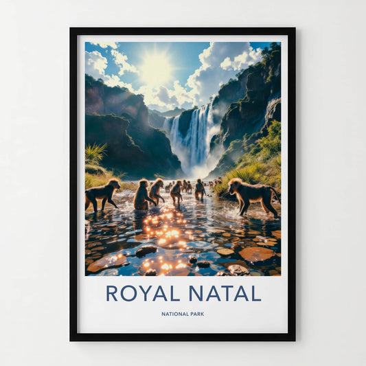 Royal Natal National Park Poster - South Africa Wall Art - Baboons River Scene Gift