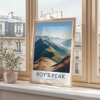 Roys Peak Poster - New Zealand Travel Art - Layered Mountain Ridges Home Decor