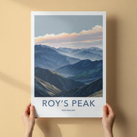 Roys Peak Poster - New Zealand Travel Art - Layered Mountain Valley Home Decor
