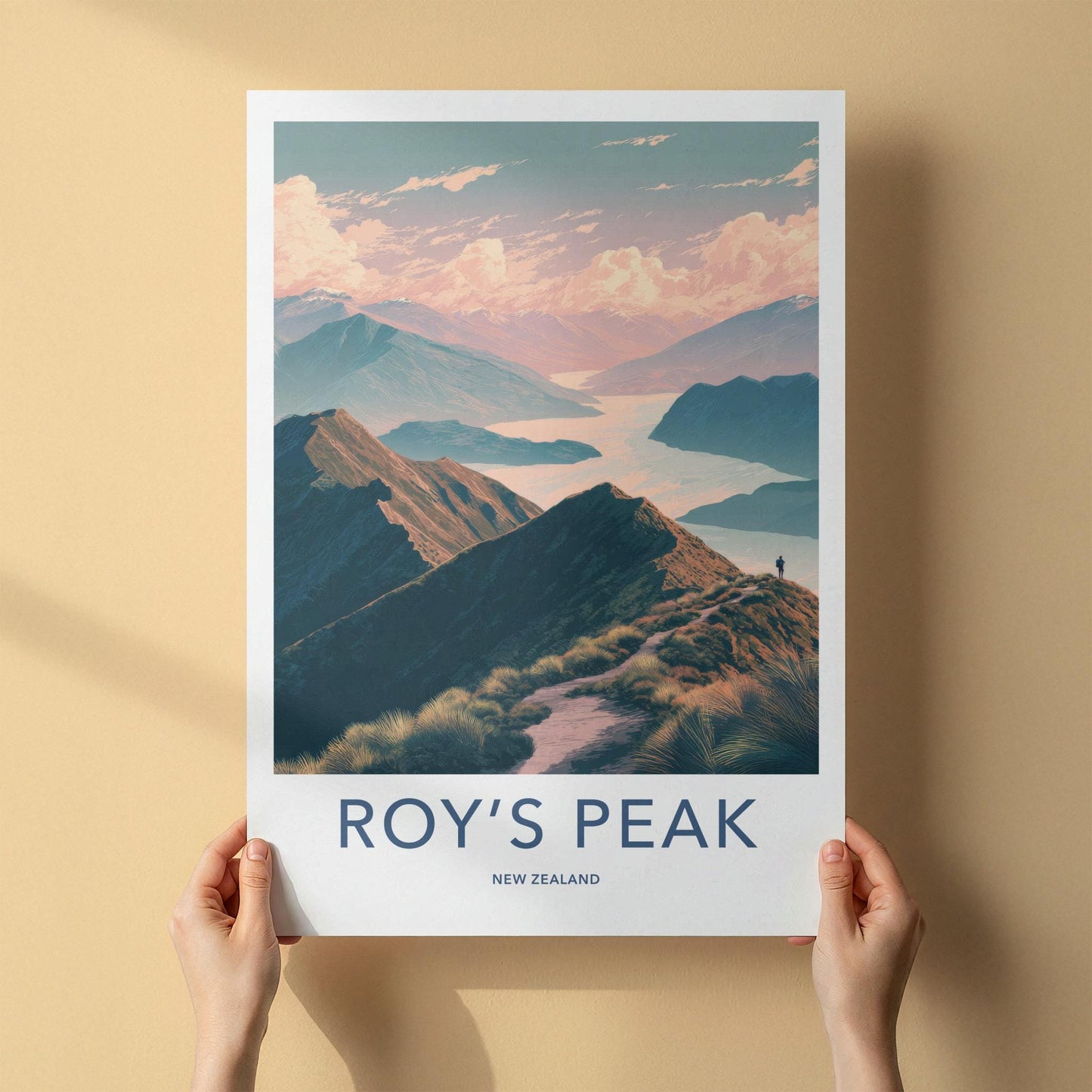 Roys Peak Poster - New Zealand Travel Art - Mountain Path Vista Home Decor