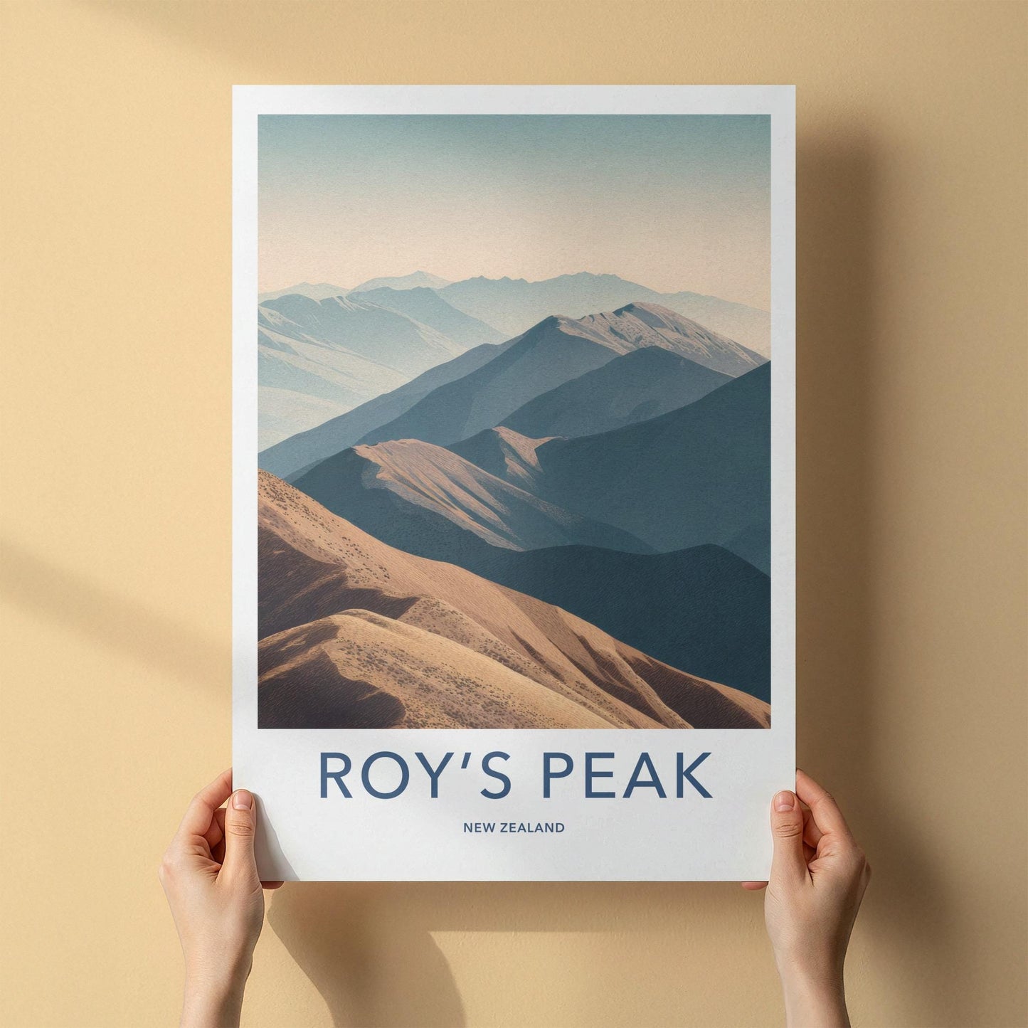 Roys Peak Poster - New Zealand Travel Art - Receding Mountain Landscape Home Decor