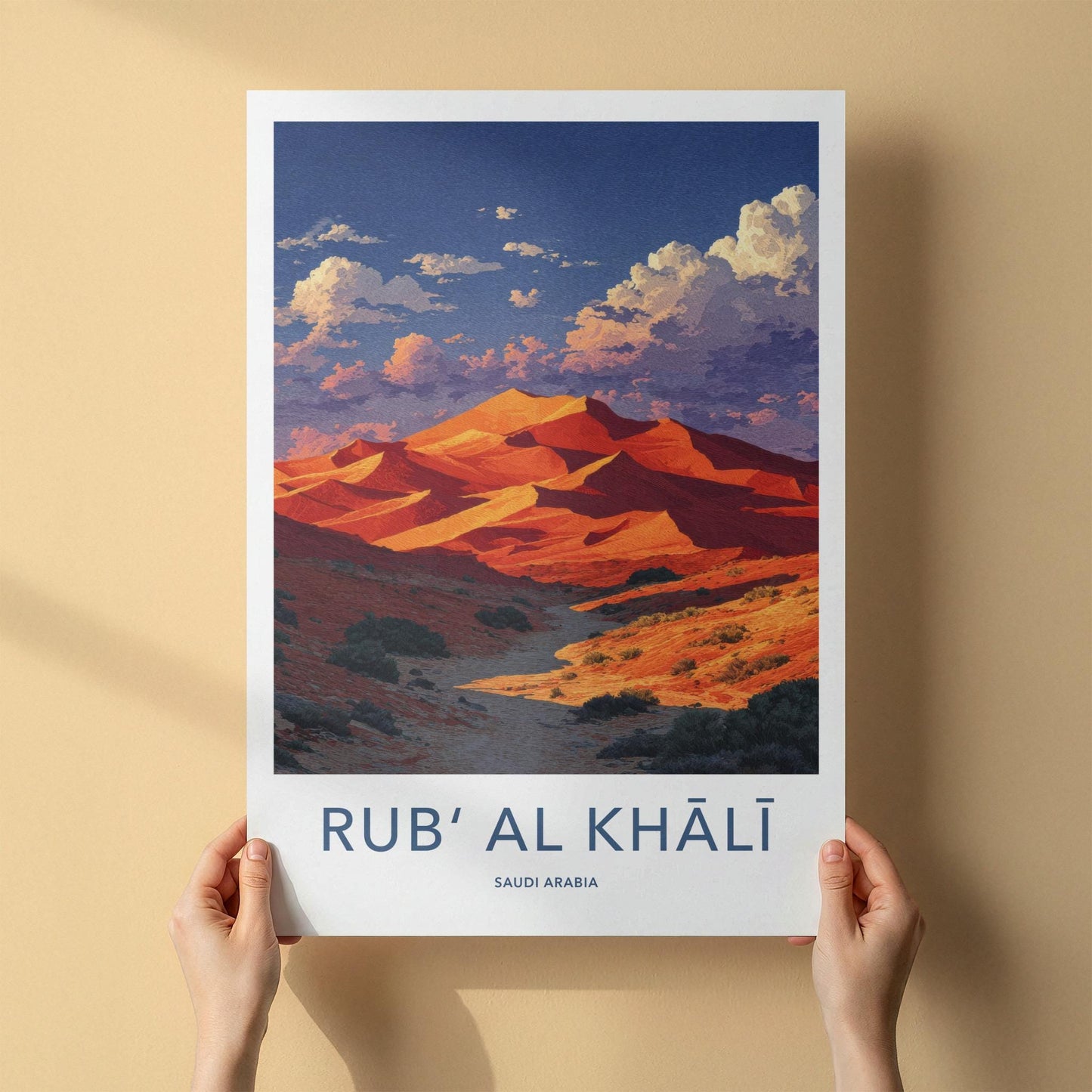 Rub Al Khali Poster - Saudi Arabia Travel Art - Orange Desert Sunset Home Decor