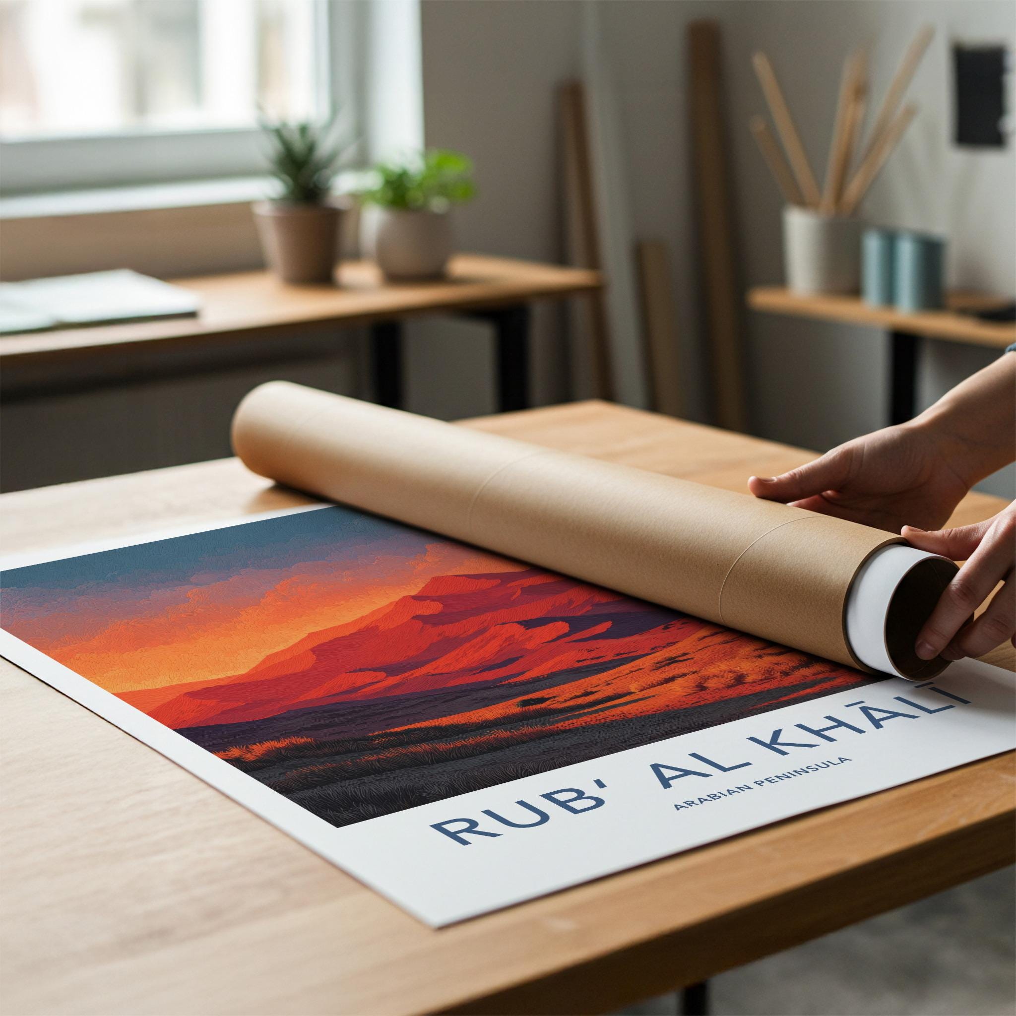 Rub Al Khali Poster - Saudi Arabia Travel Art - Vibrant Desert Sunset Home Decor