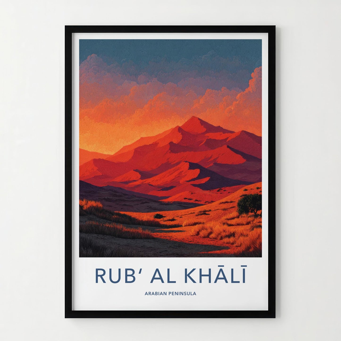 Rub Al Khali Poster - Saudi Arabia Travel Art - Vibrant Desert Sunset Home Decor