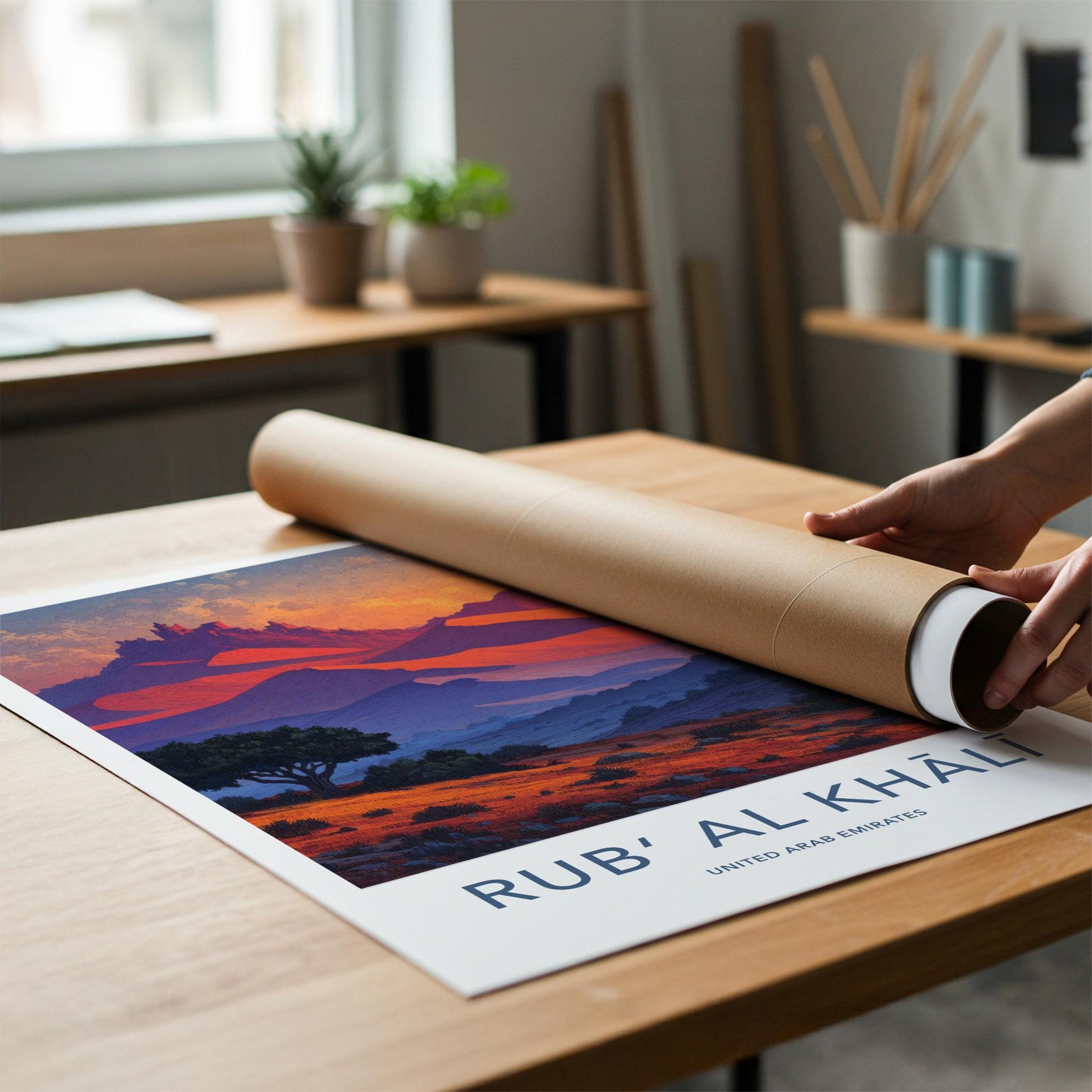 Rub Al Khali Poster - United Arab Emirates Travel Art - Orange Dune Castle Home Decor