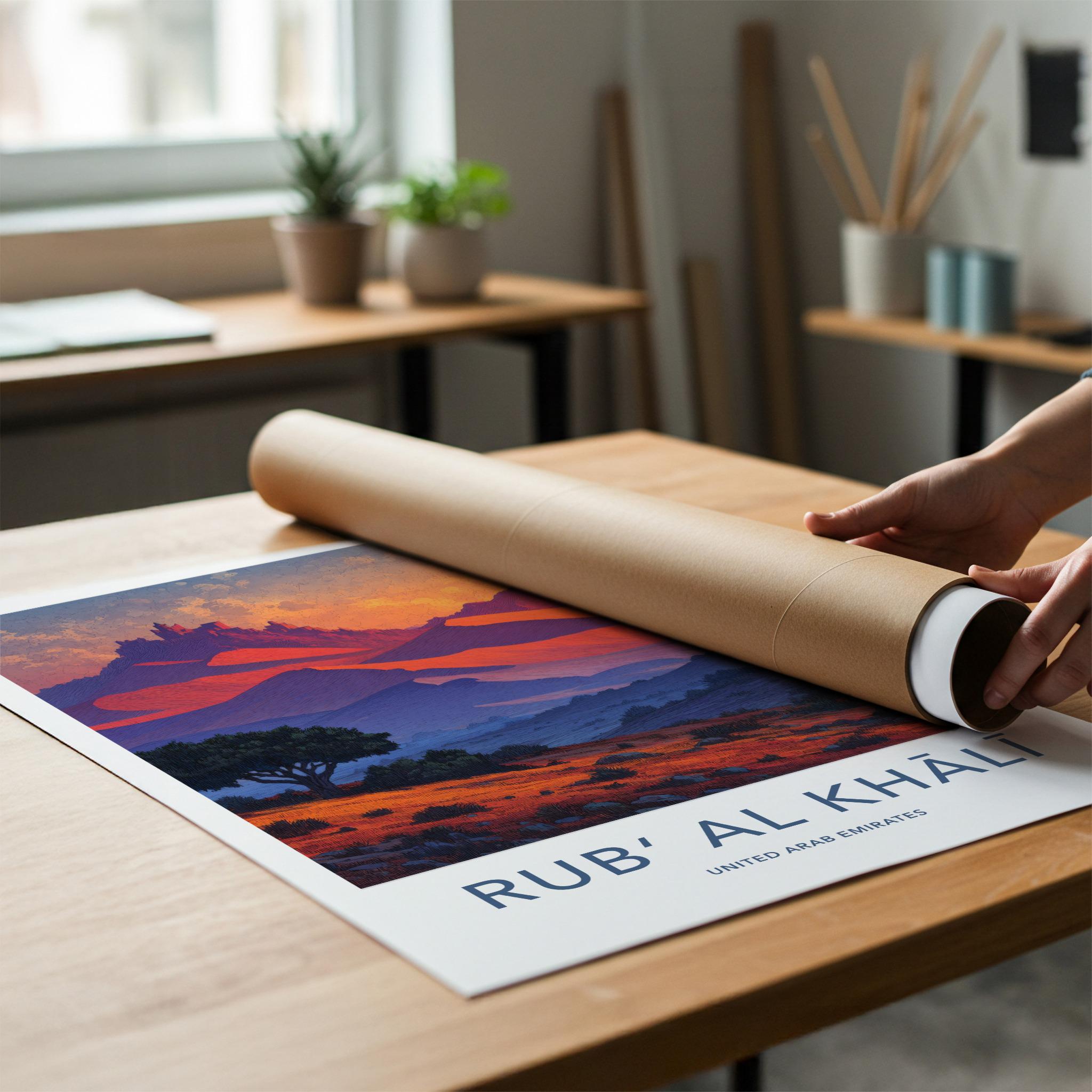 Rub Al Khali Poster - United Arab Emirates Travel Art - Orange Dune Castle Home Decor