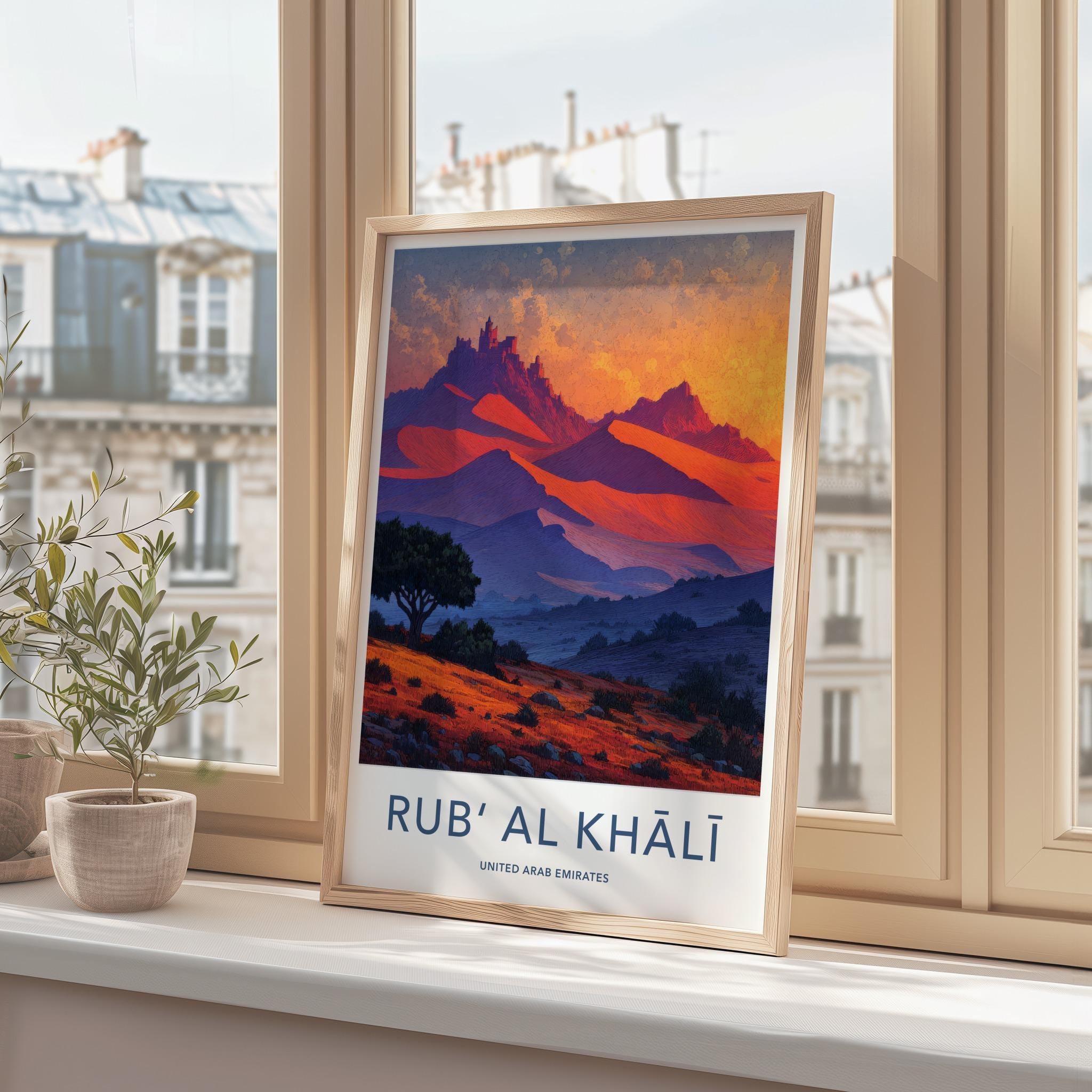 Rub Al Khali Poster - United Arab Emirates Travel Art - Orange Dune Castle Home Decor