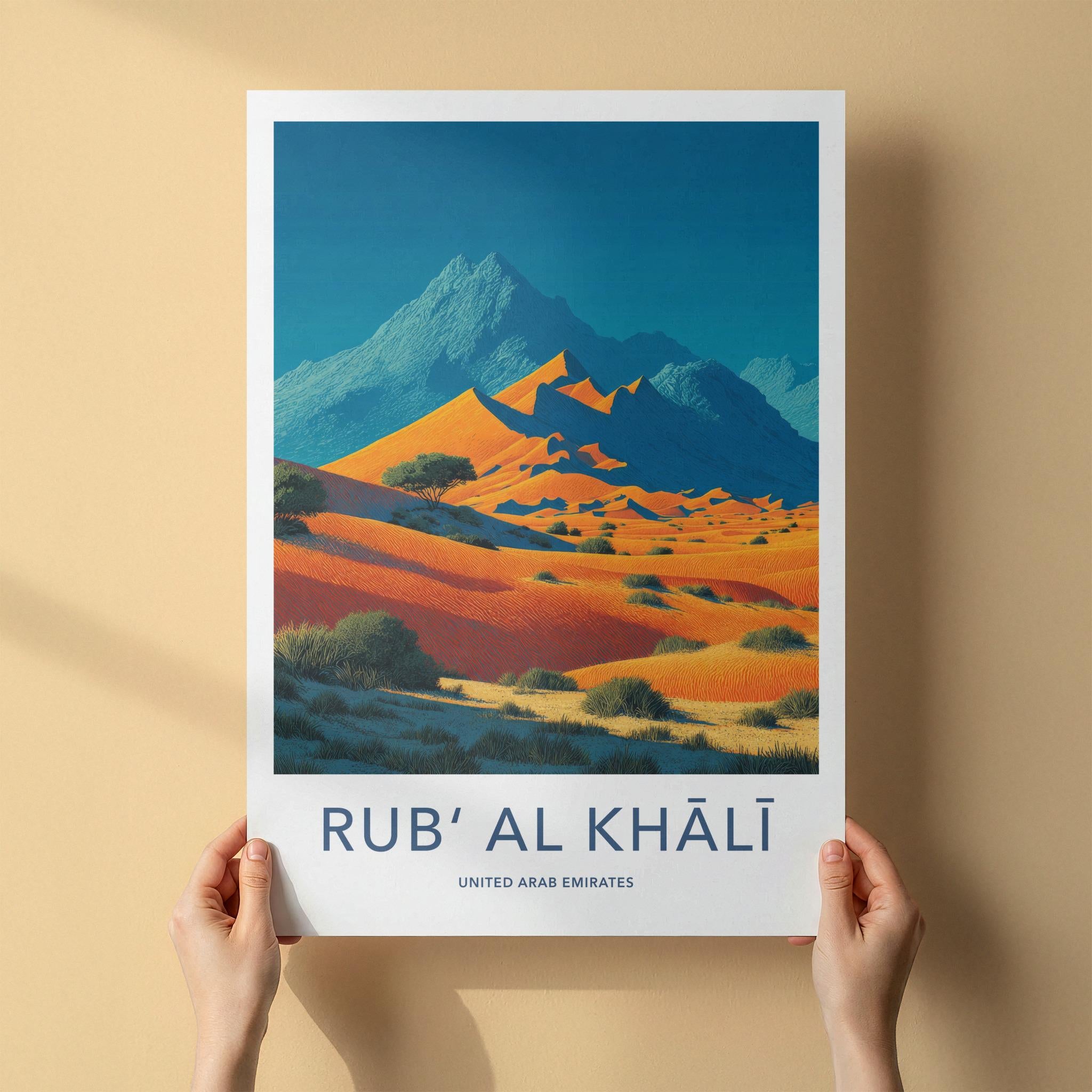 Rub Al Khali Poster - United Arab Emirates Travel Art - Vibrant Desert Landscape Home Decor