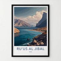 Ruus Al Jibal Poster - Oman Travel Art - Mountain Coast Bay Home Decor