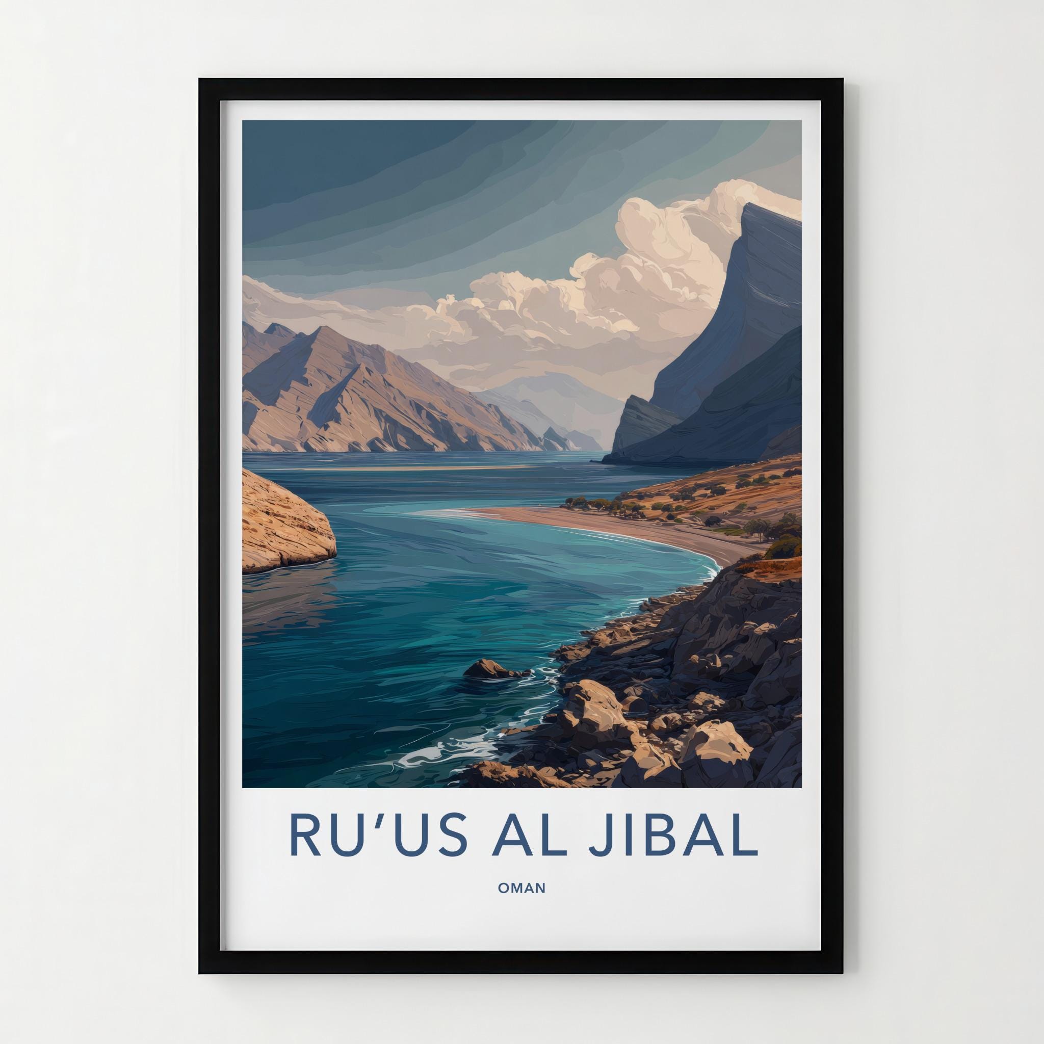 Ruus Al Jibal Poster - Oman Travel Art - Mountain Coast Bay Home Decor