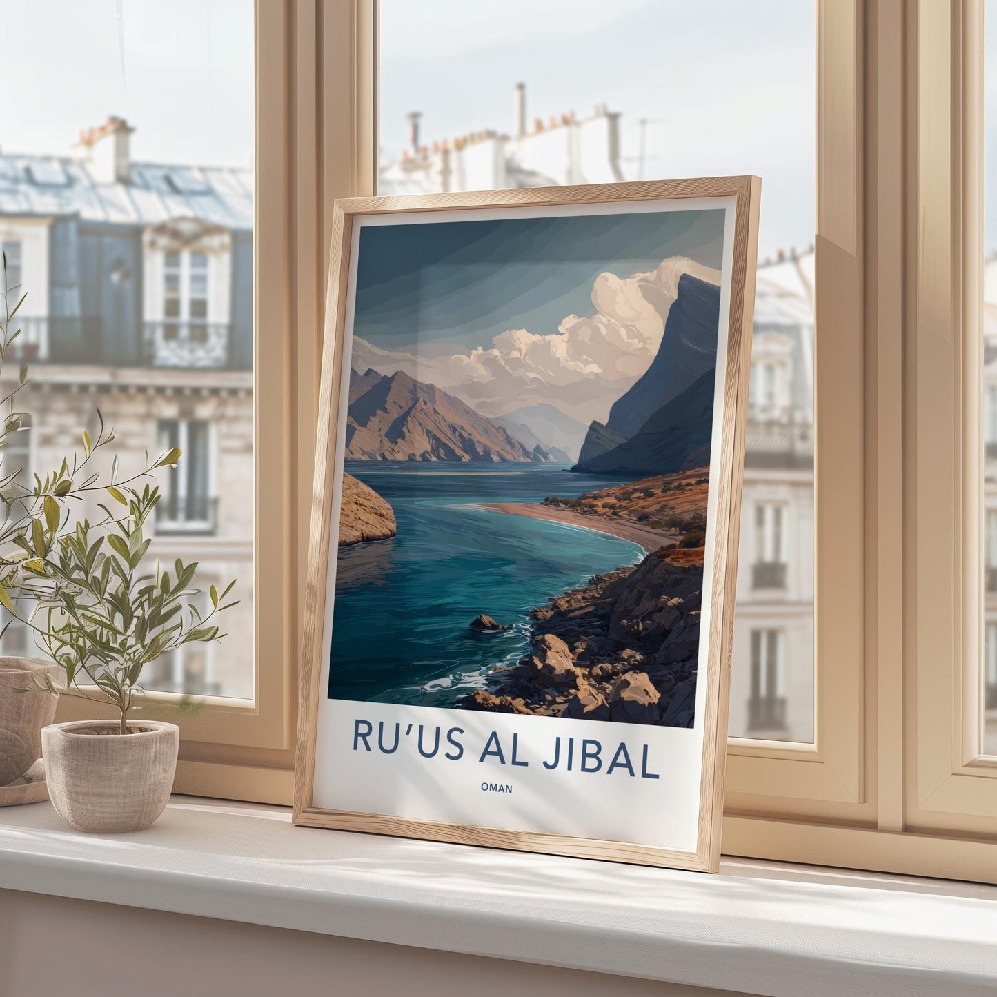 Ruus Al Jibal Poster - Oman Travel Art - Mountain Coast Bay Home Decor