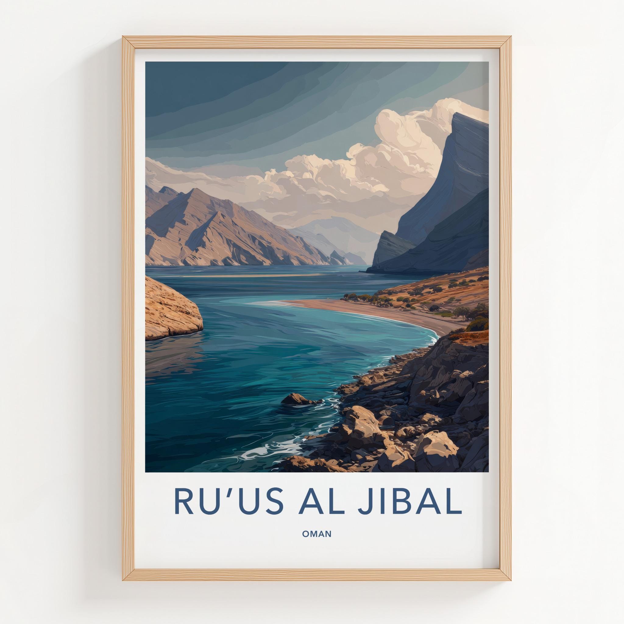 Ruus Al Jibal Poster - Oman Travel Art - Mountain Coast Bay Home Decor