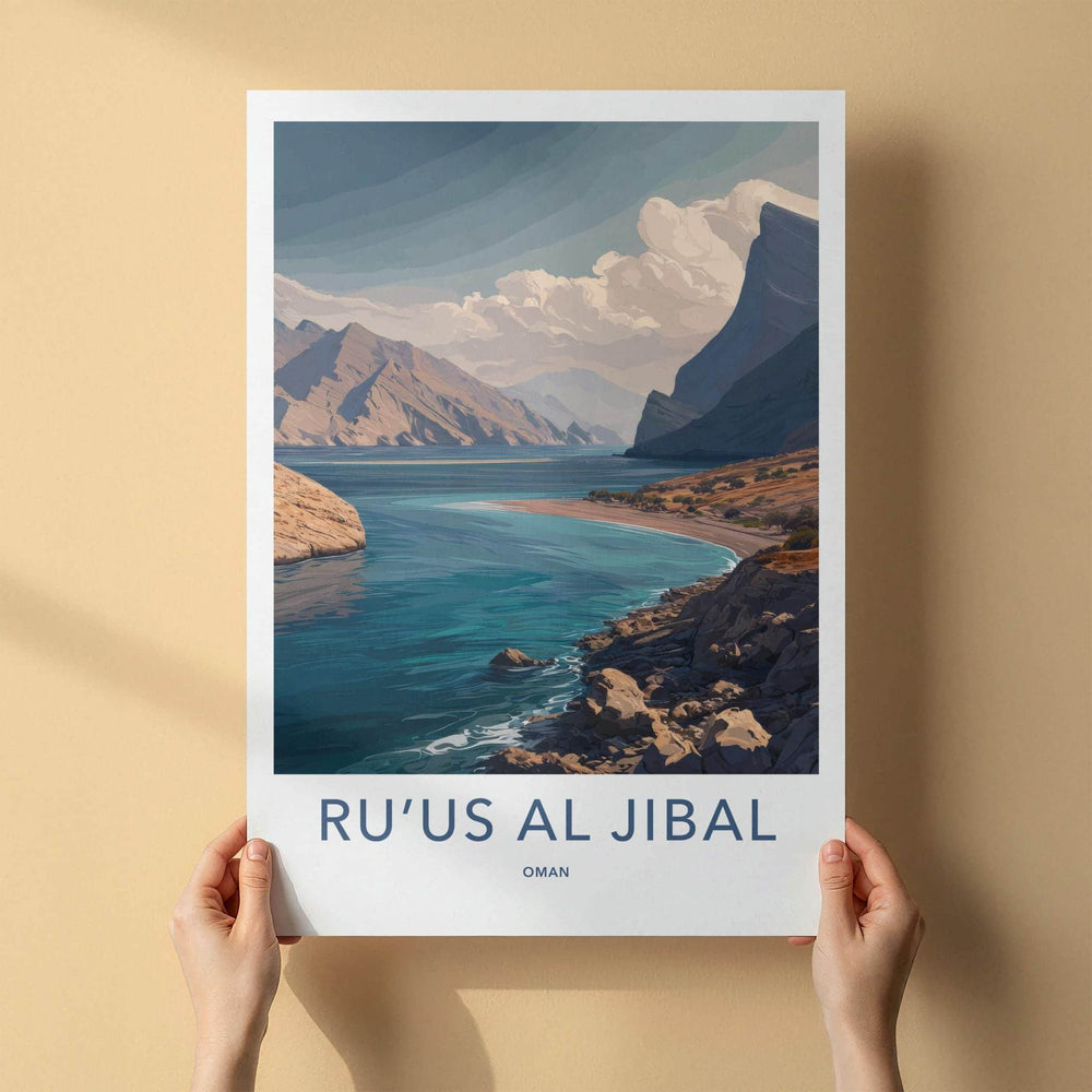 Ruus Al Jibal Poster - Oman Travel Art - Mountain Coast Bay Home Decor
