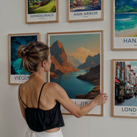 Ruus Al Jibal Poster - Oman Travel Art - Mountains Fjord Blue Home Art