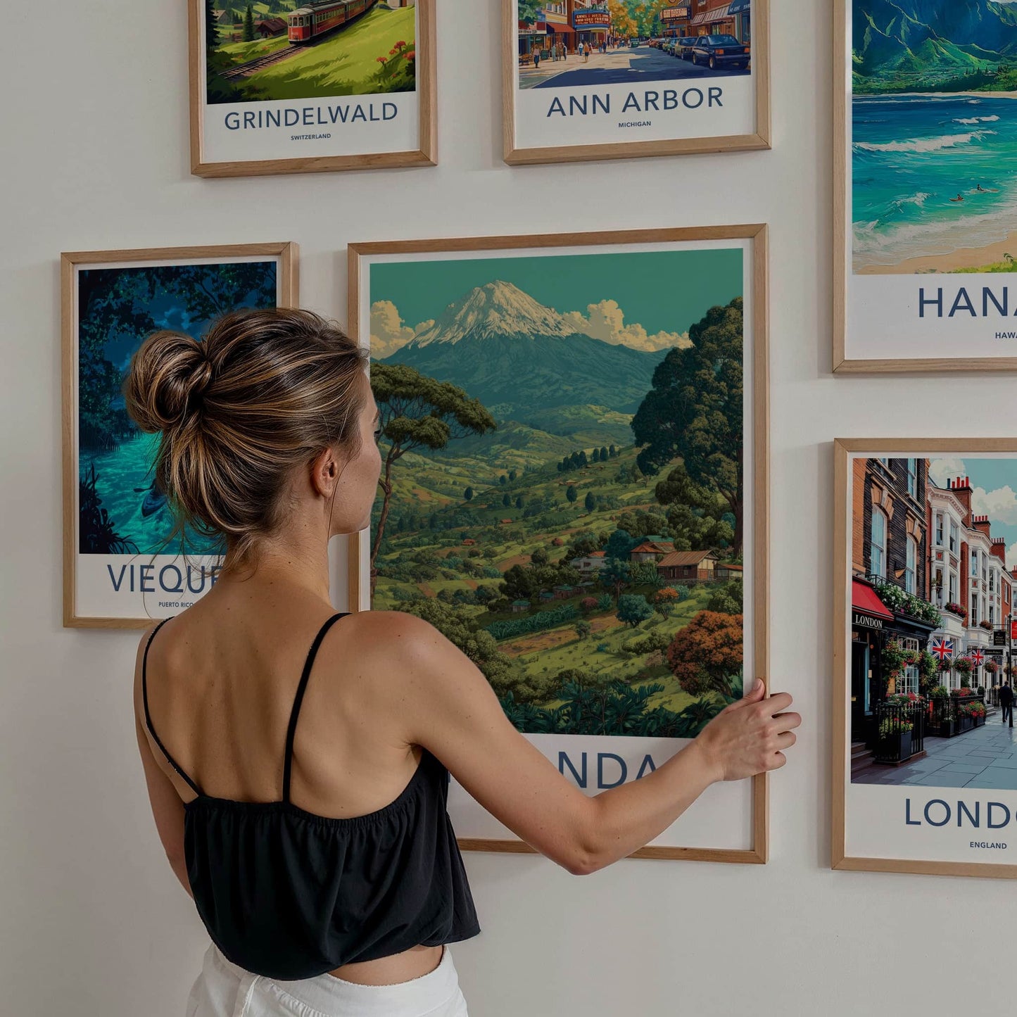 Rwanda Poster - Africa Travel Art - Lush Mountain Village Wall Decor