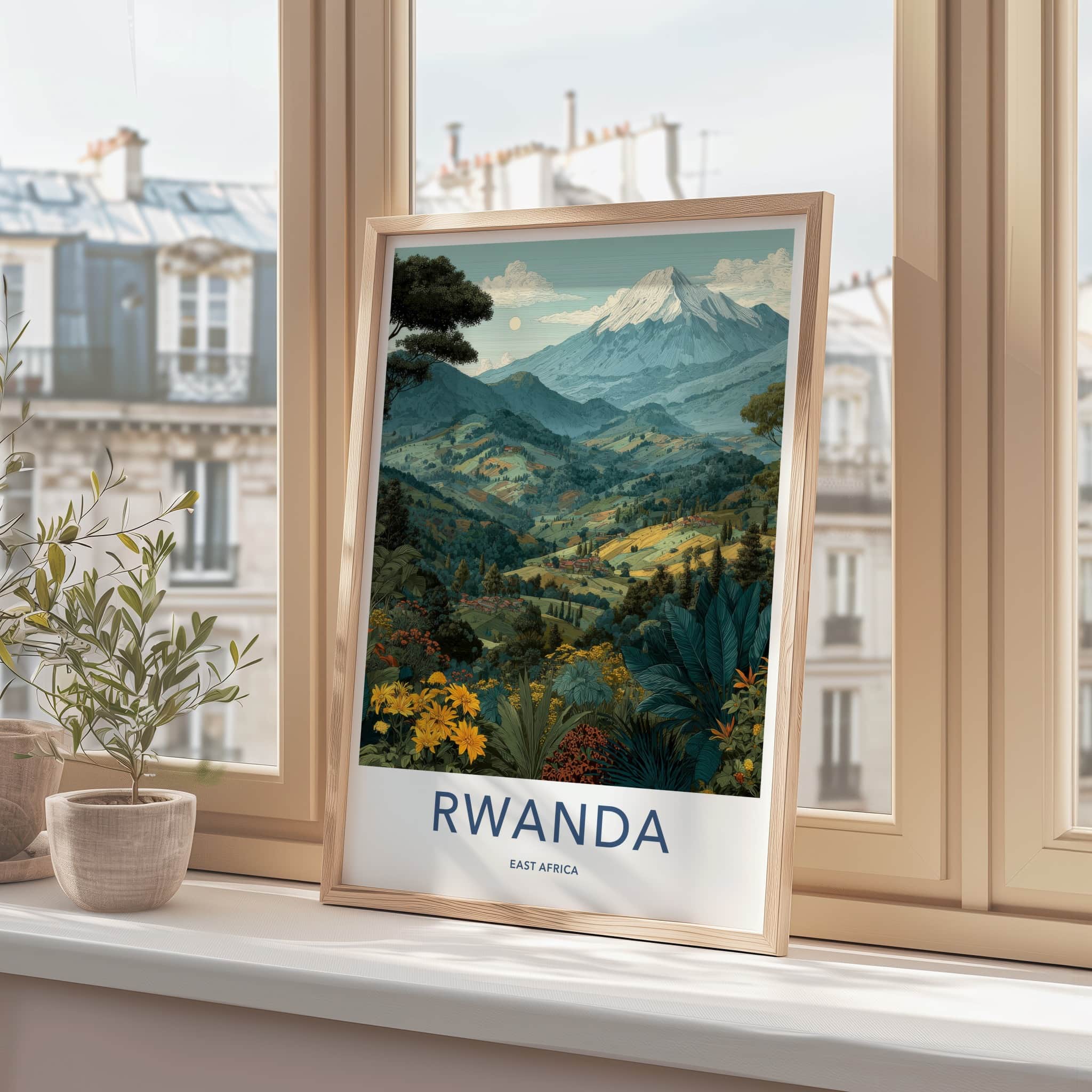 Rwanda Poster - Africa Travel Art - Lush Mountainous Landscape Home Decor