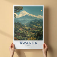 Rwanda Poster - Africa Travel Art - Snow Capped Mountain Home Decor