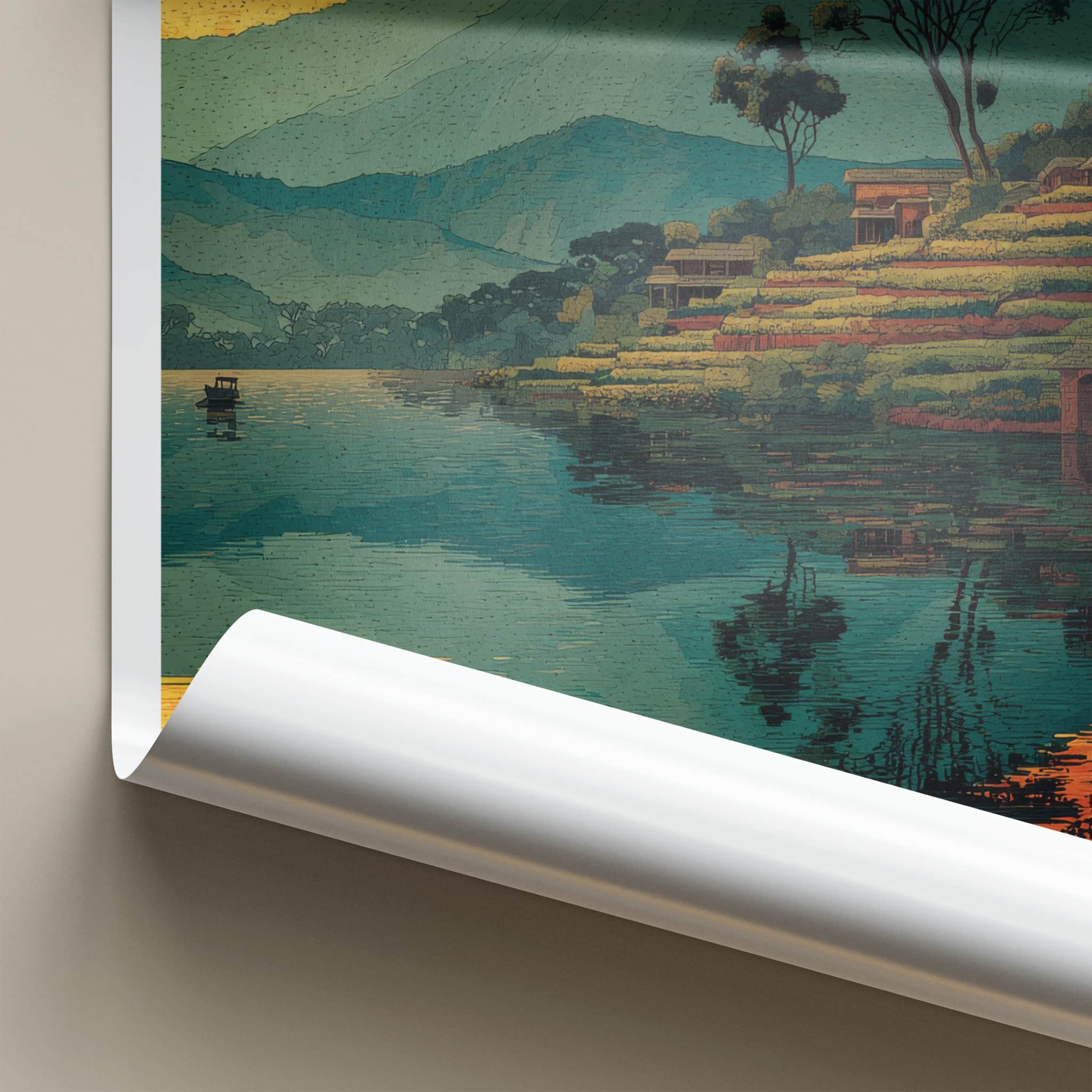 Rwanda Poster - Africa Travel Art - Terraced Hills Village Home Decor
