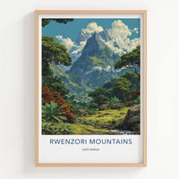 Rwenzori Mountains Poster - Uganda Art Print - Lush Mountain Valley Home Decor