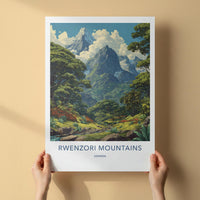 Rwenzori Mountains Poster - Uganda Travel Art - Lush Green Peaks Home Decor